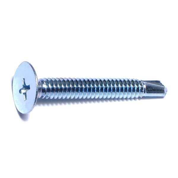 Self-Drilling Screw, #10 x 1-1/2 in, Zinc Plated Steel Wafer Head Phillips Drive, 250 PK